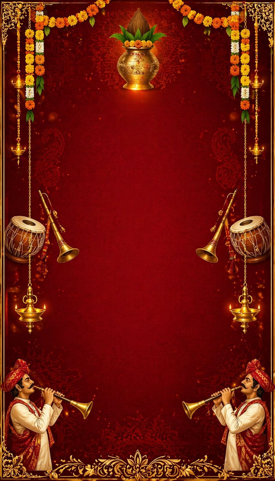 Traditional Marathi Wedding Invitation Card Template